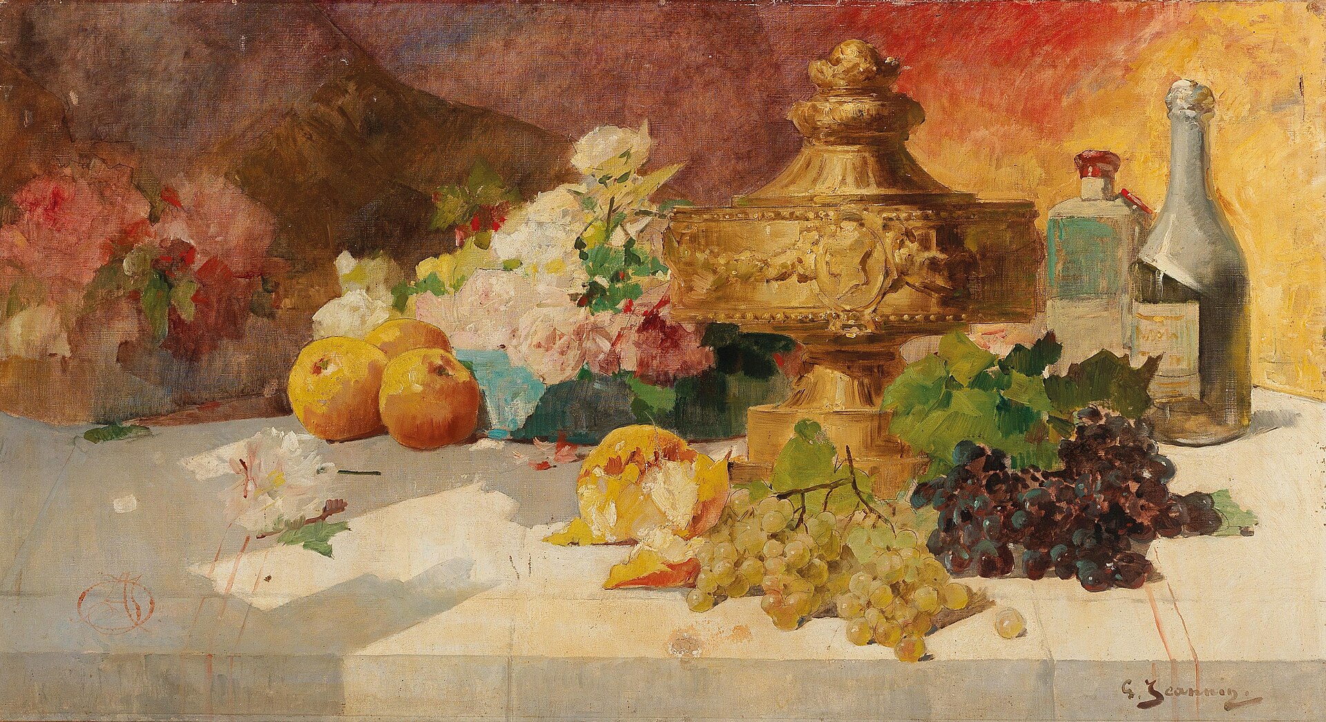 Still life painting with fruit by Georges Jeannin